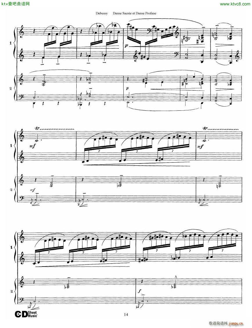 Debussy Danse Sacre et Danse Profane 2 Piano s(V)14