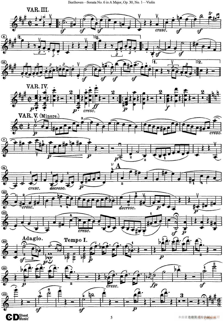 Violin Sonata No 6 in A Major Op 30 No 1(СV)5