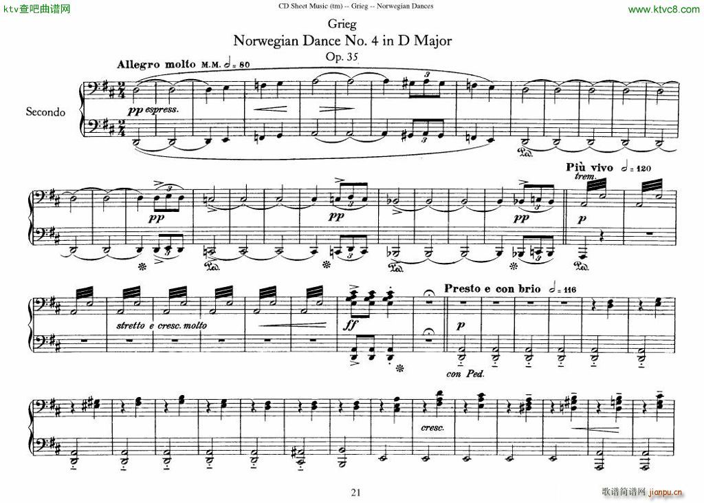 Grieg Norwegian Dance Op 35 1 4 Duet(V)21