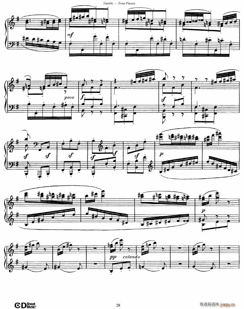 Bartok DD 71 Four Piano Pieces(V)28