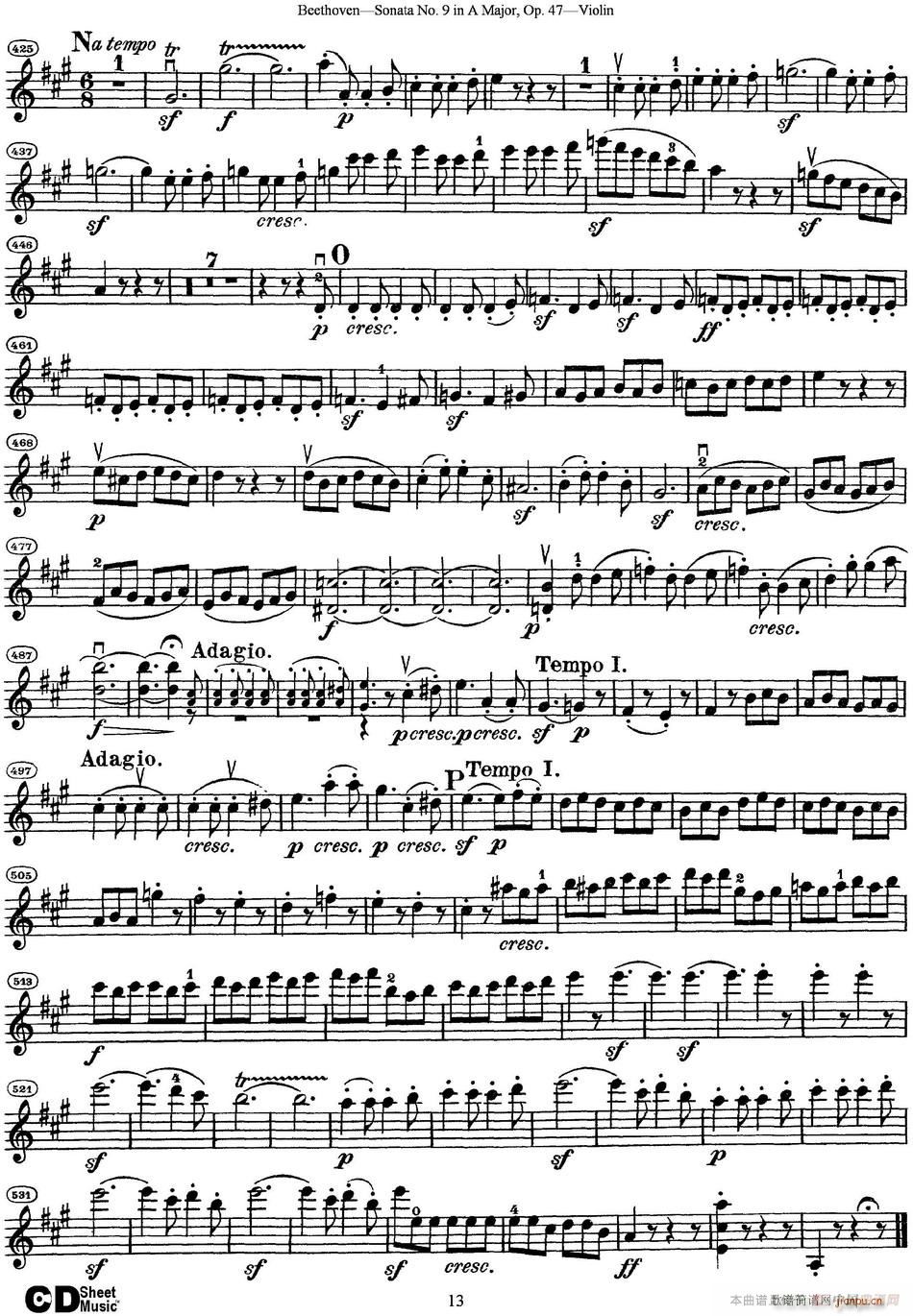 Violin Sonata No 9 in A Major Op 47(СV)13