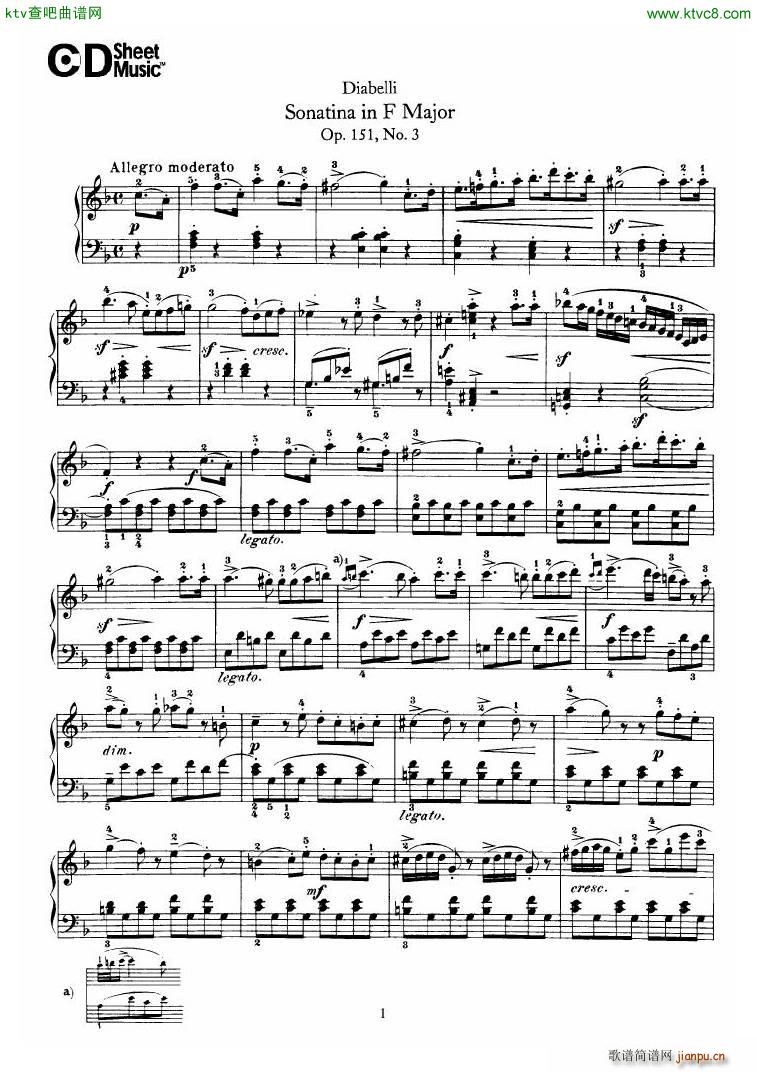 Diabelli Sonatinas Op 151 No 1 4 23P(V)12