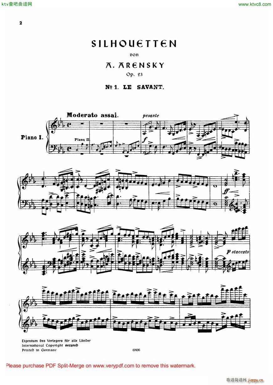 Arensky op 23 Suite No 2 Silhouettes(V)3