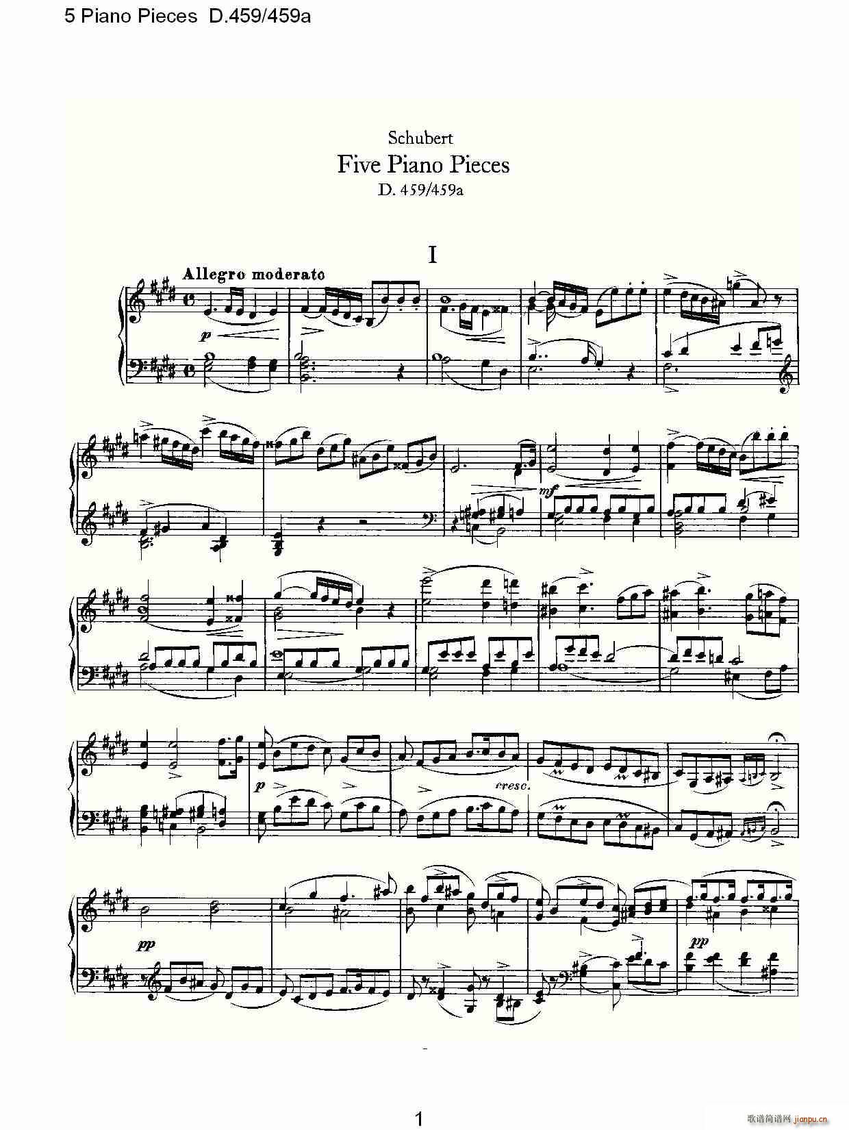 5 Piano Pieces D.459459a(V)1