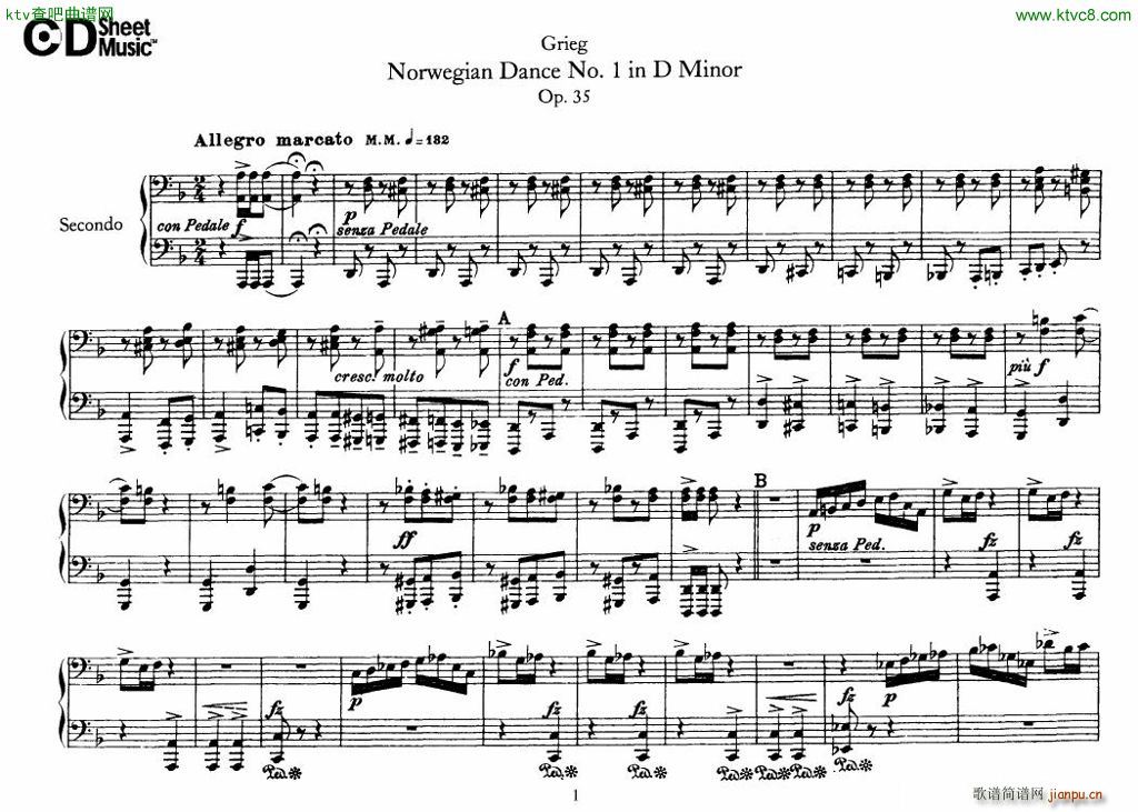 Grieg Norwegian Dance Op 35 1 4 Duet(V)1