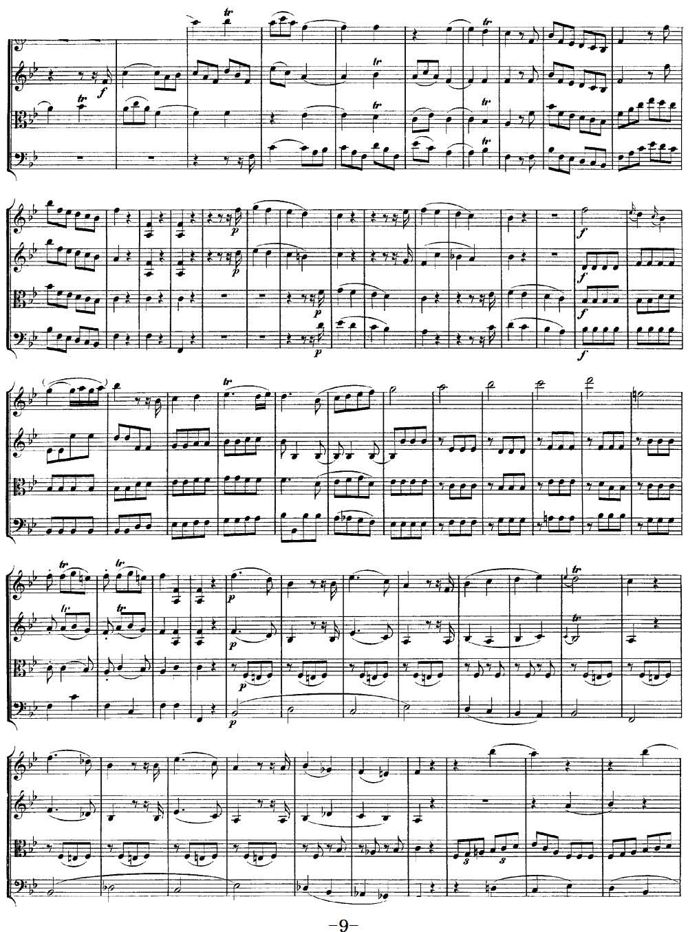 Mozart Quartet No 12 in Bb Major K 172(V)9