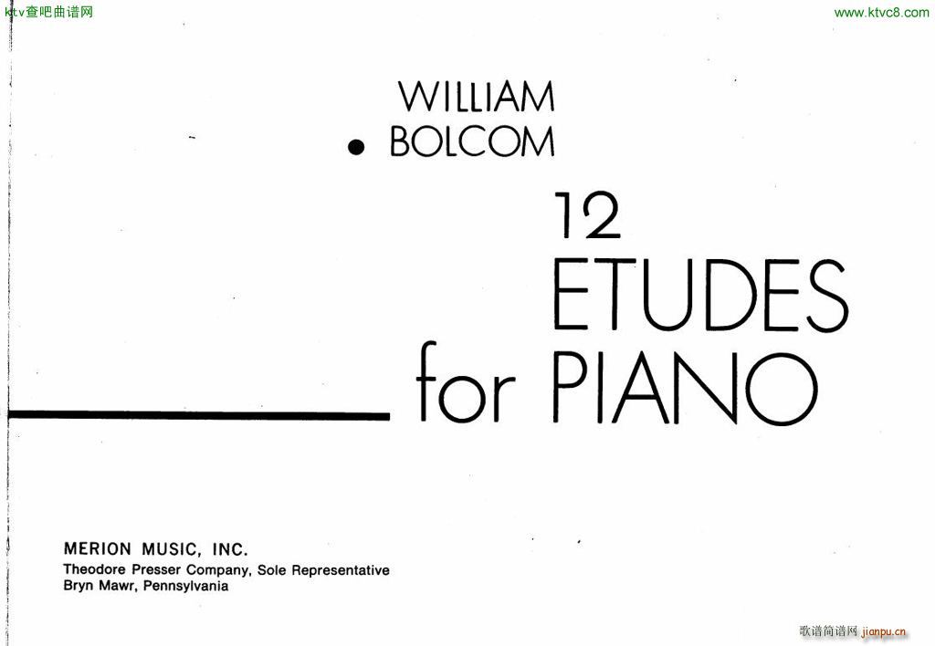 Bolcom 12 etudes for piano(V)1