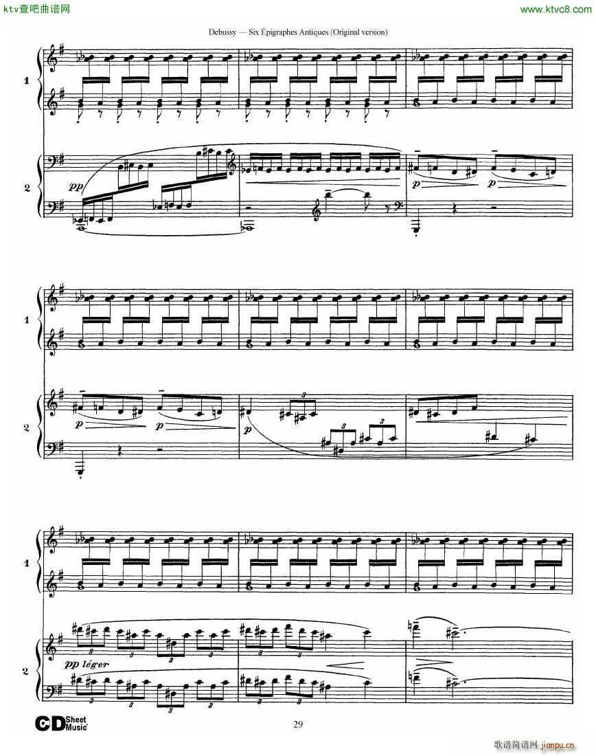 Debussy Six pigraphes Antiques 2 Piano s(V)29