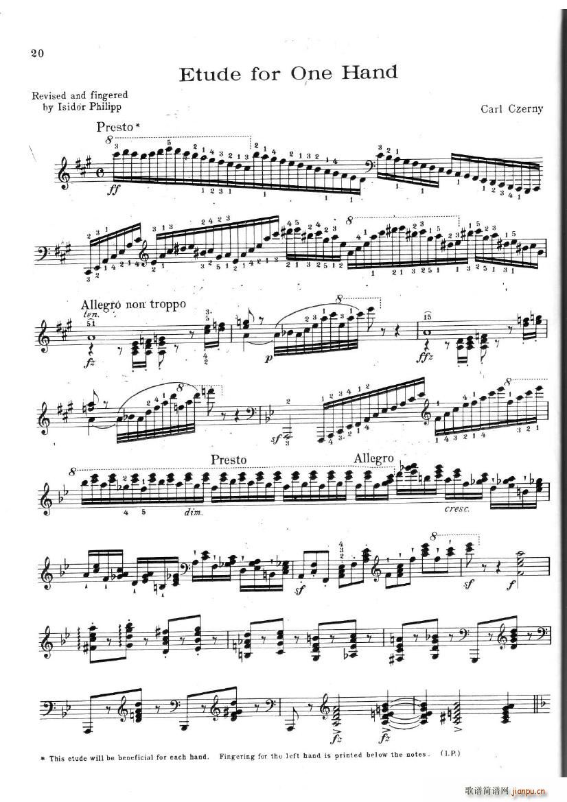 czerny etude one hand(V)1