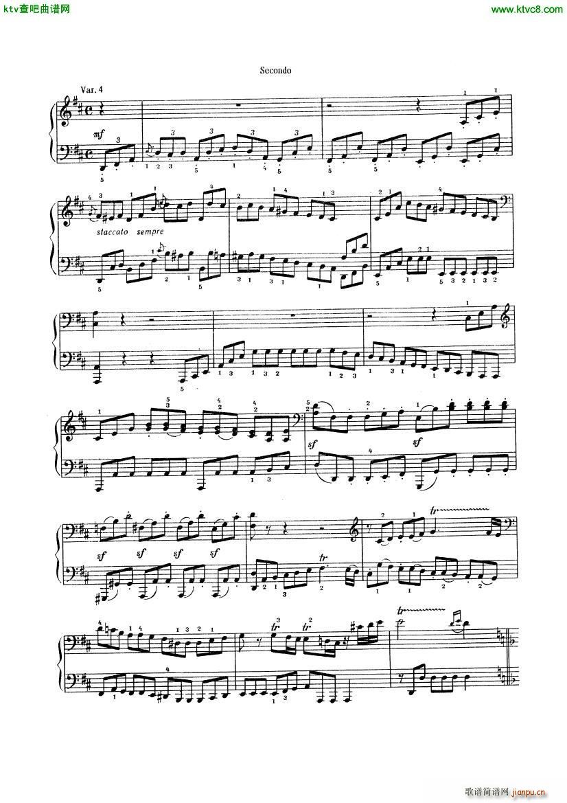Beethoven op 74 Six Variations 4 hands(V)7