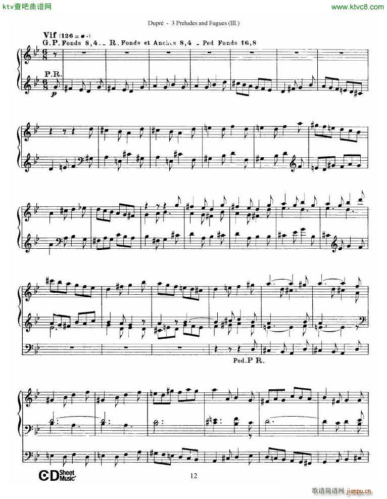 Dupr Prelude Fugue in G minor Op 7 No 3(V)12