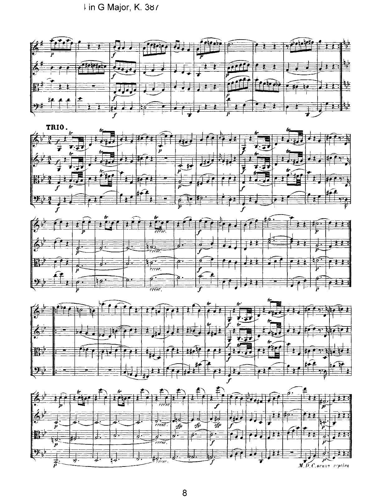 Mozart Quartet No 14 in G Major K 387(V)8