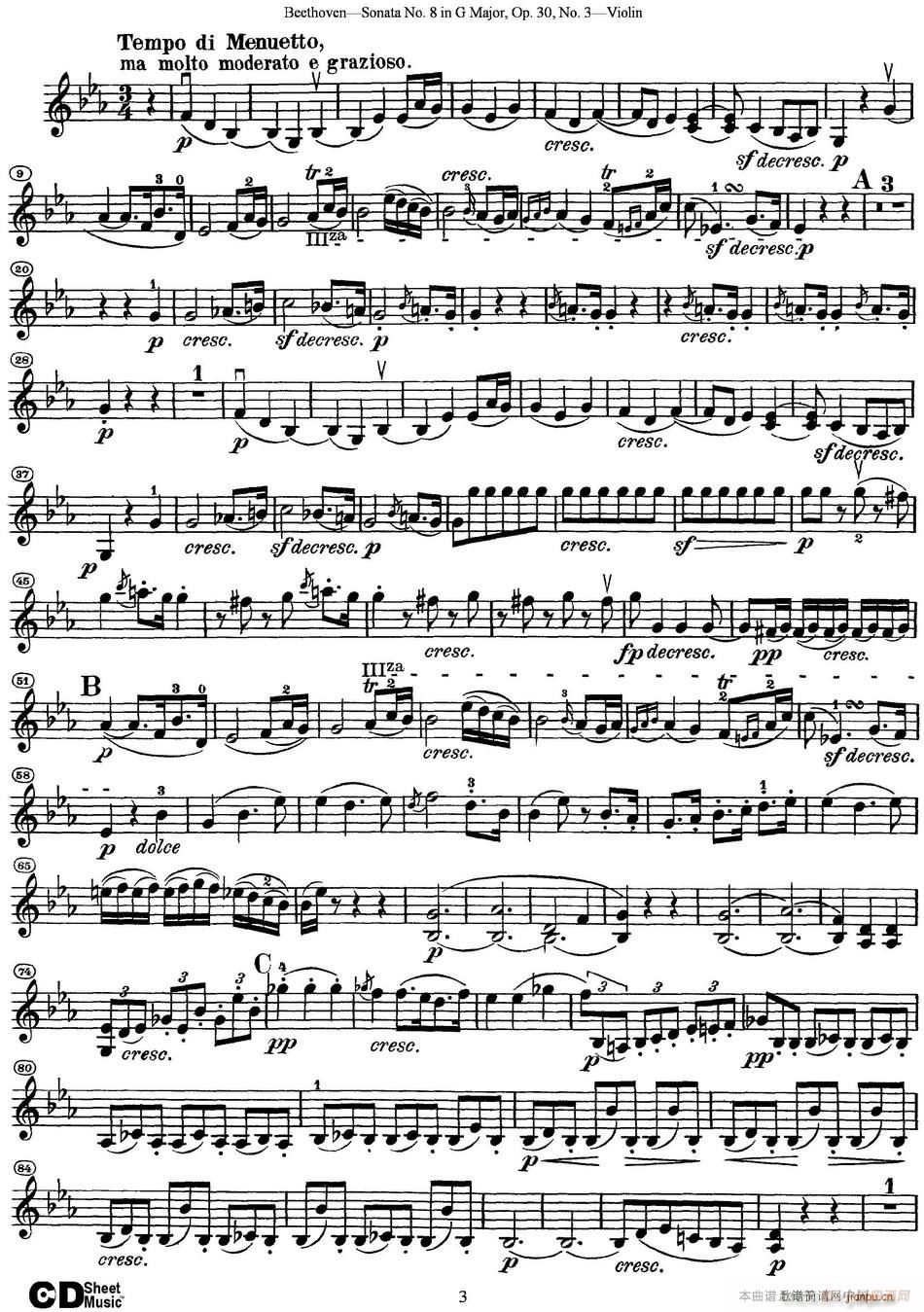 Violin Sonata No 8 in G Major Op 30 No 3(СV)3
