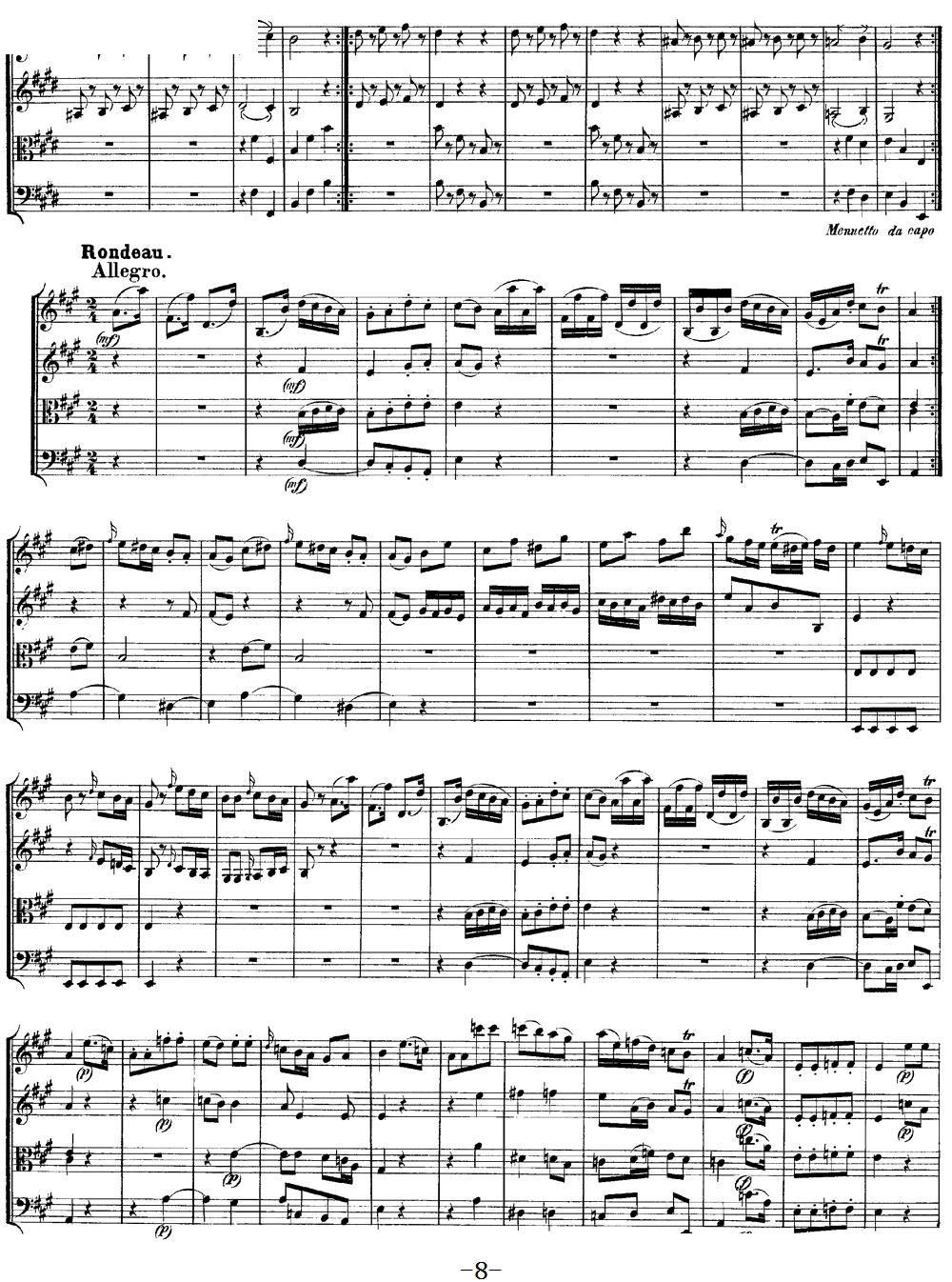 Mozart Quartet No 9 in A Major K 169(V)8