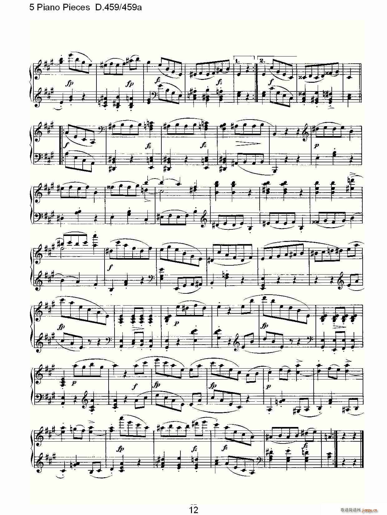 5 Piano Pieces D.459459a(V)12