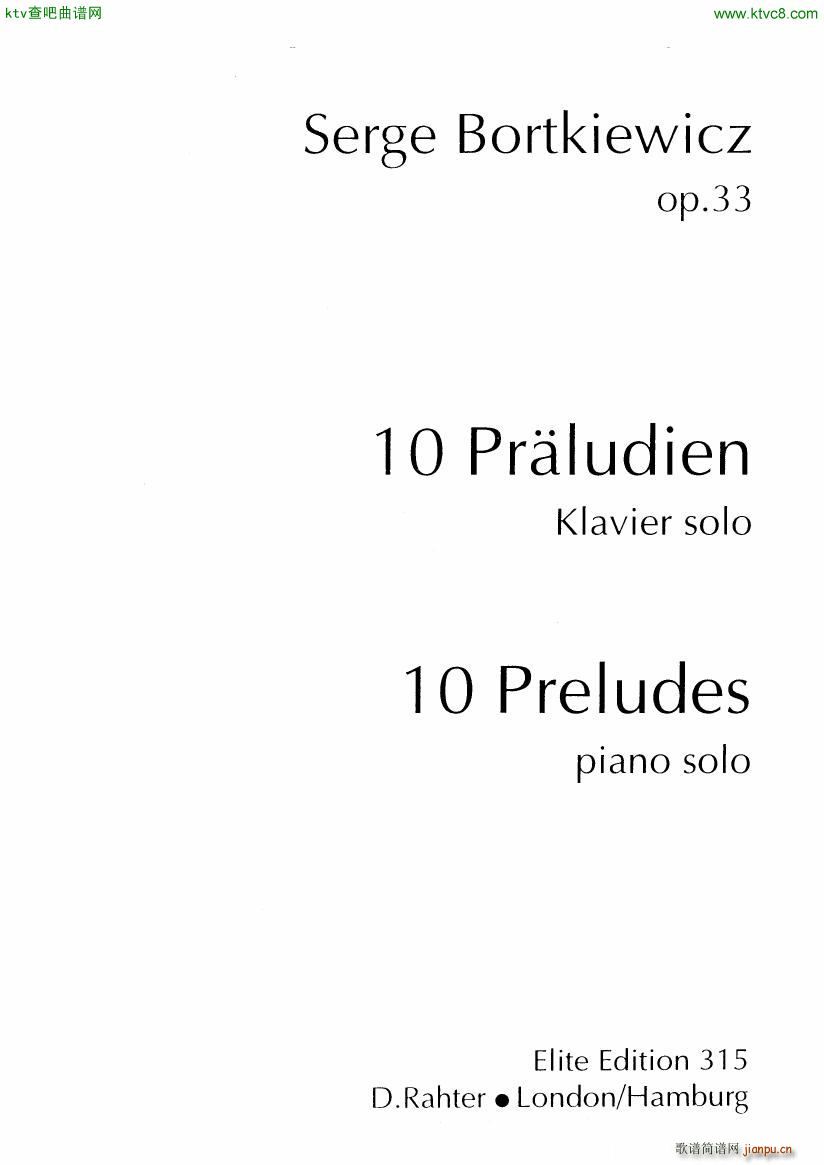 Bortkiewicz 10 Preludes Op 33(V)1
