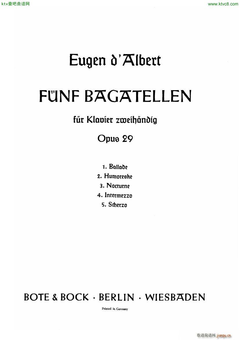 D Albert op 29 no 5 Bagatellen(V)1