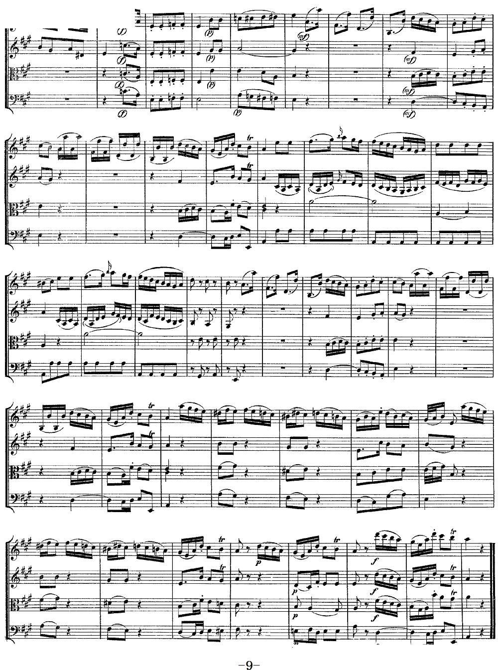 Mozart Quartet No 9 in A Major K 169(V)9