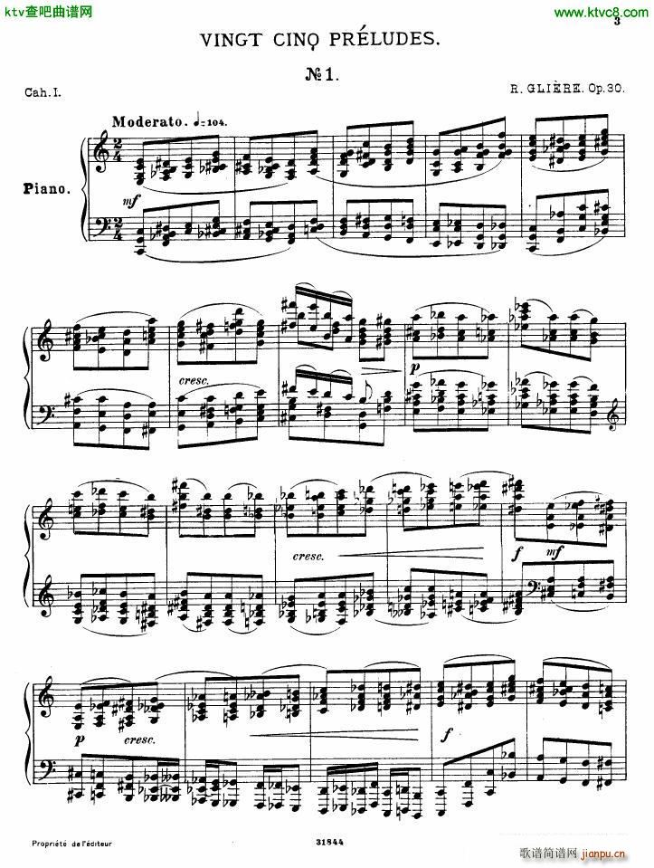 Gliere 25 Preludes op30 Book1(V)1