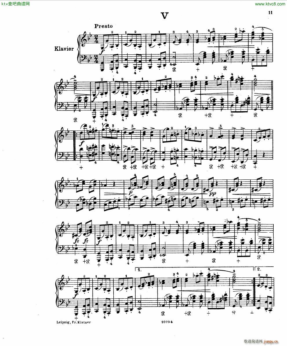 Fuchs Robert Improvisation pour clavier op 11(V)9