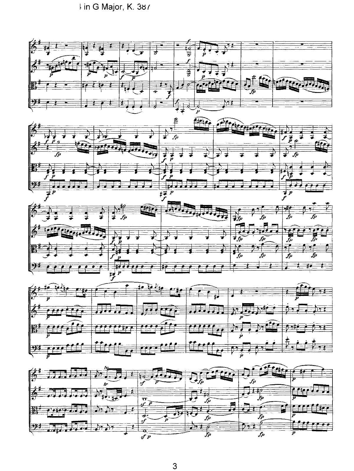 Mozart Quartet No 14 in G Major K 387(V)3