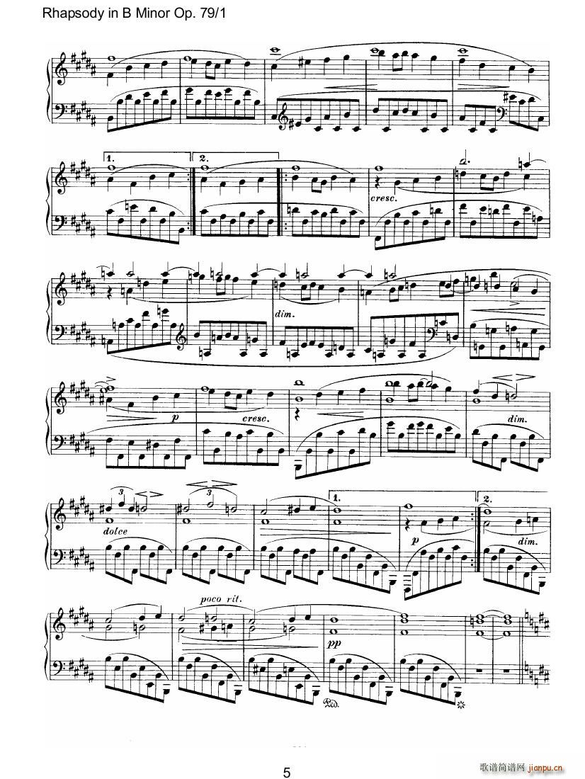 Brahms Rhapsody Op79 1(V)5