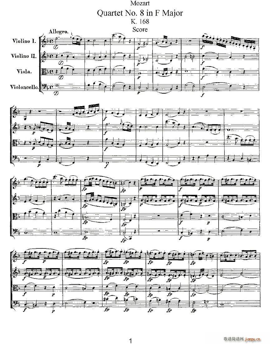 Quartet No 8 in F Major K 168 F{(dio)ڰҘ(l)(V)1