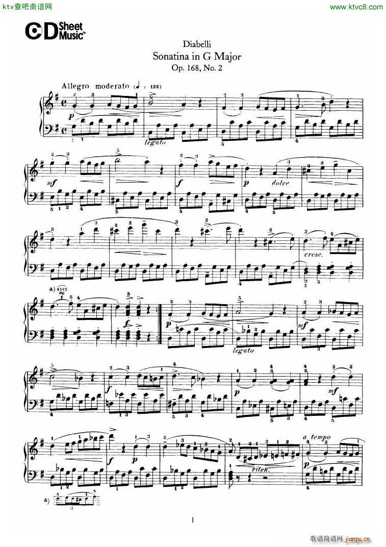Diabelli Sonatinas Op 168 No 1 7 34P(V)5