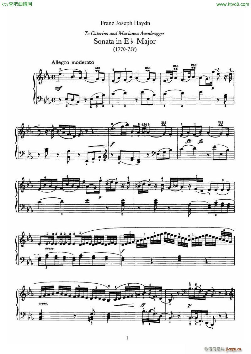 Haydn Piano Sonata No 38 In Eb(V)1