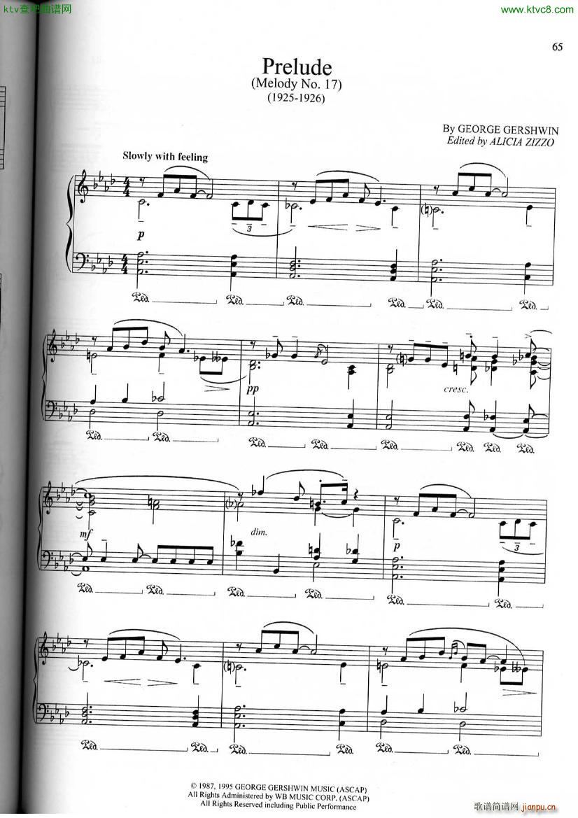Gerschwin Prelude Melody No 1 17(V)1