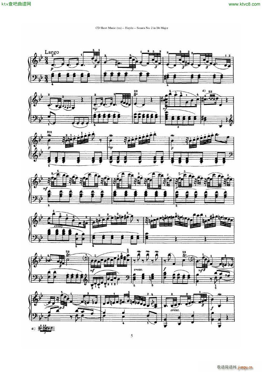 Haydn Joseph Sonata no 2 in Bb Major(V)5