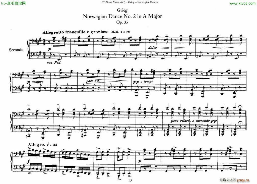 Grieg Norwegian Dance Op 35 1 4 Duet(V)13