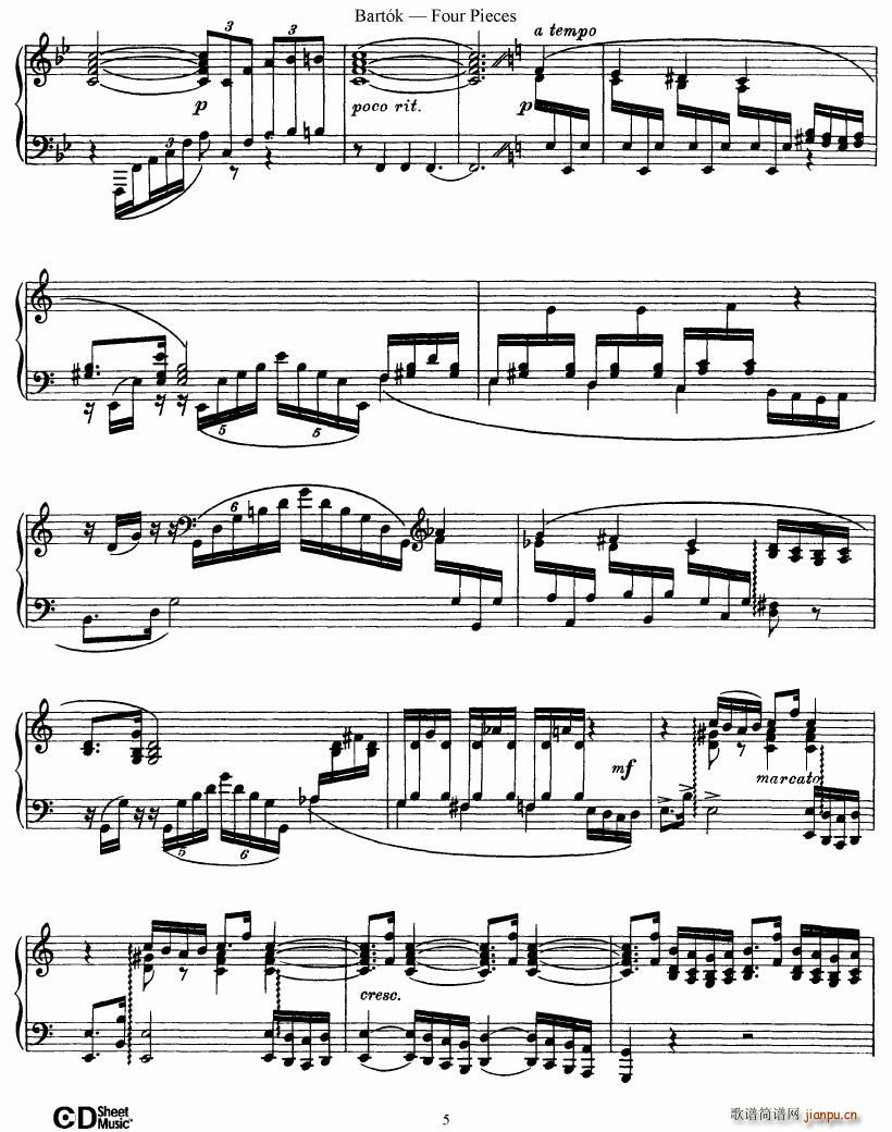 Bartok DD 71 Four Piano Pieces(V)5