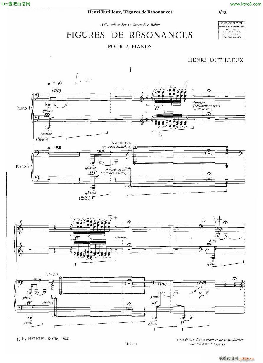 Dutilleux Figures de Rsonances for Two Pianos(V)1