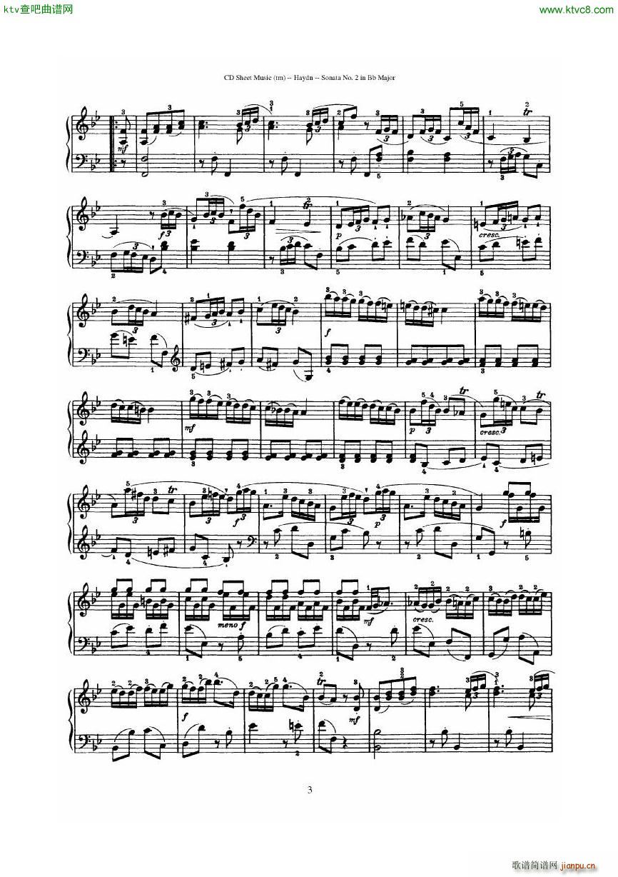 Haydn Joseph Sonata no 2 in Bb Major(V)3