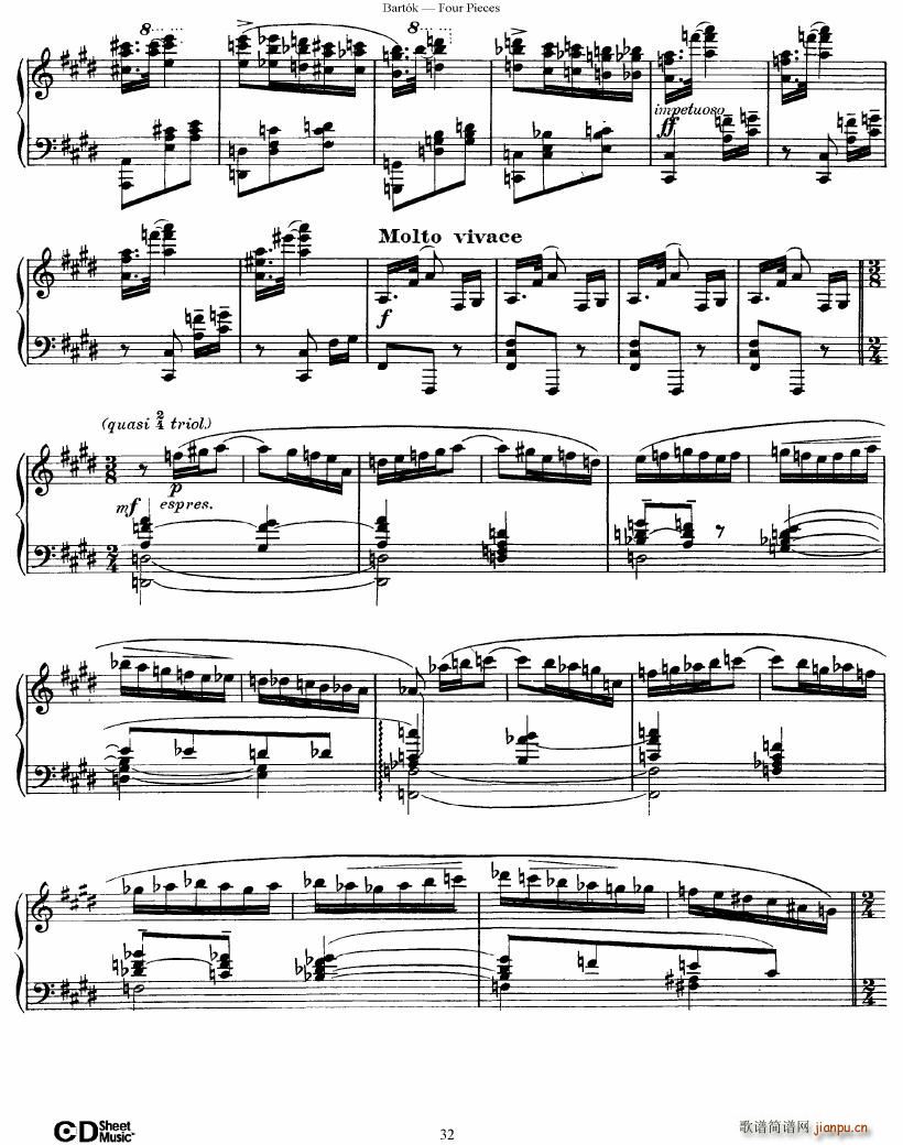 Bartok DD 71 Four Piano Pieces(V)32