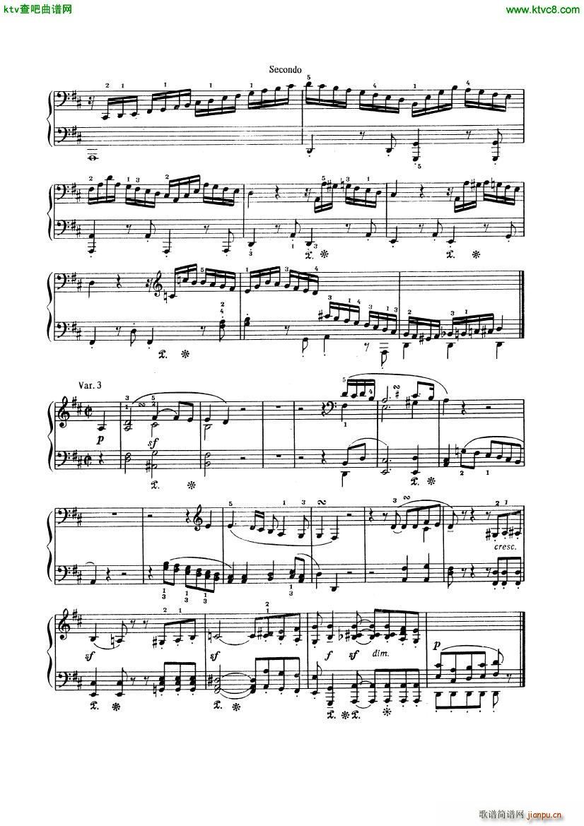 Beethoven op 74 Six Variations 4 hands(V)5
