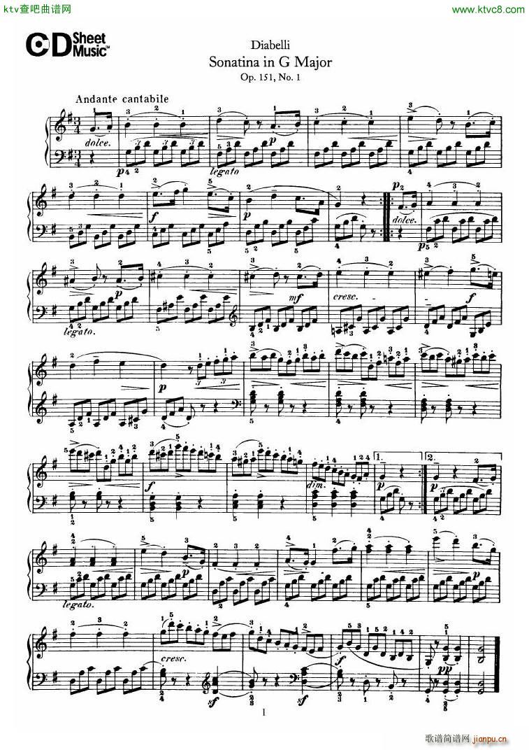 Diabelli Sonatinas Op 151 No 1 4 23P(V)1