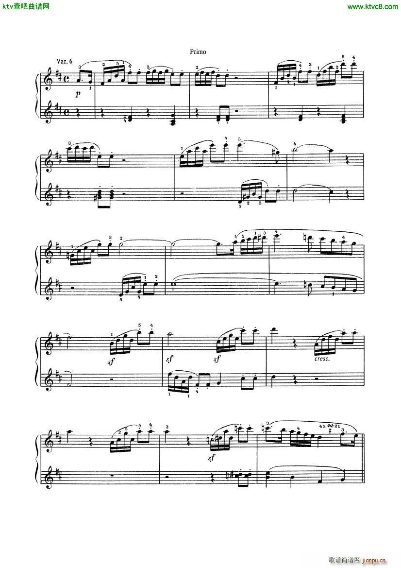Beethoven op 74 Six Variations 4 hands(V)12