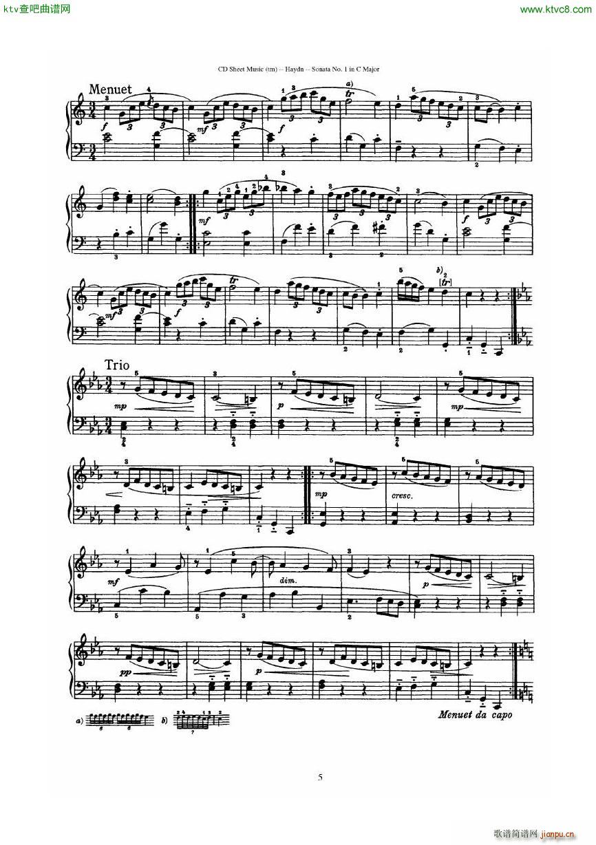 Haydn Joseph Sonata no 1 in C Major(V)5