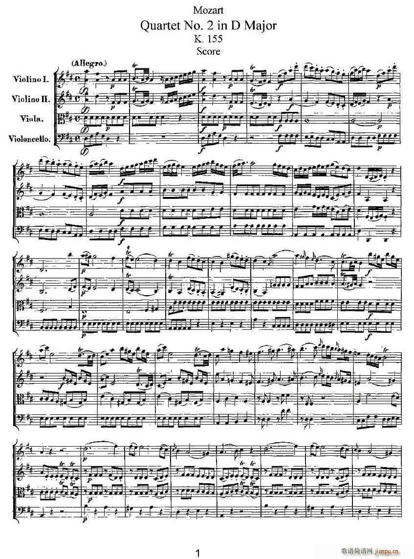 Quartet No 2 in D Major K 155 D{(dio)ڶҘ(V)1