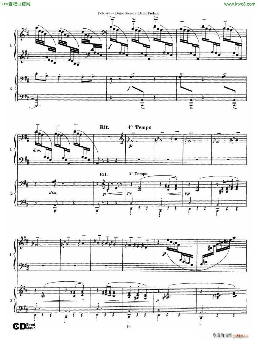 Debussy Danse Sacre et Danse Profane 2 Piano s(V)10