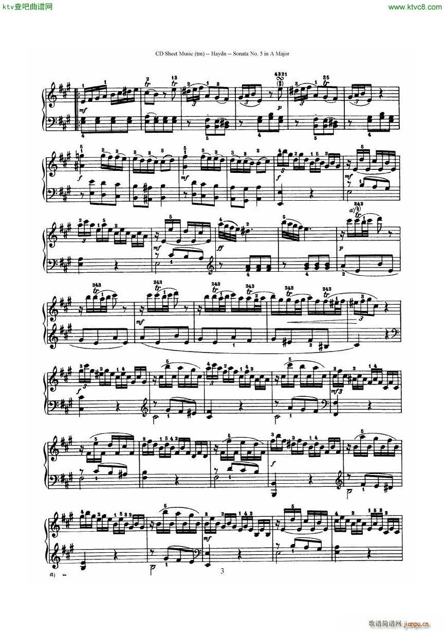 Haydn Joseph Sonata no 5 in A Major(V)3