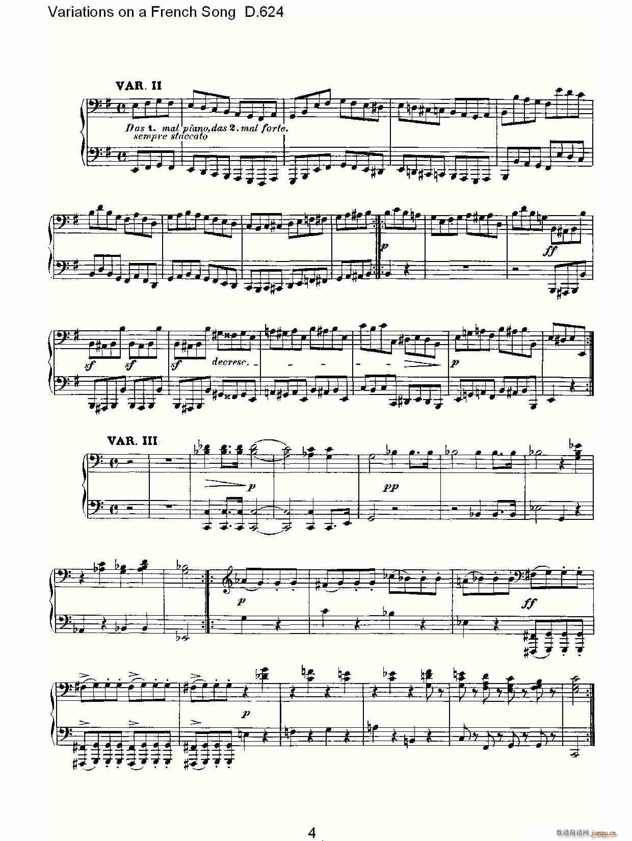 Variations on a French Song D.624(ʮּ)3
