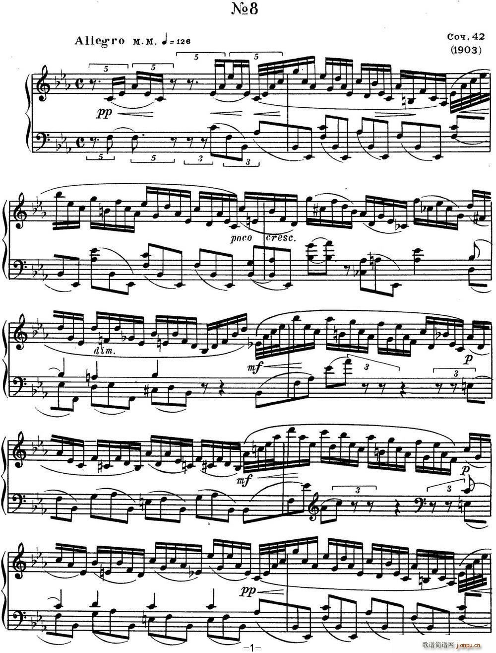 ˹e پ(x) Op 42 No 8 Alexander Scriabin Etudes(V)1