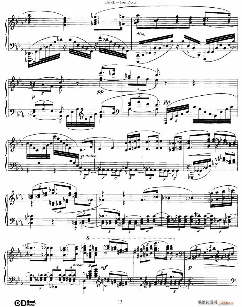 Bartok DD 71 Four Piano Pieces(V)13
