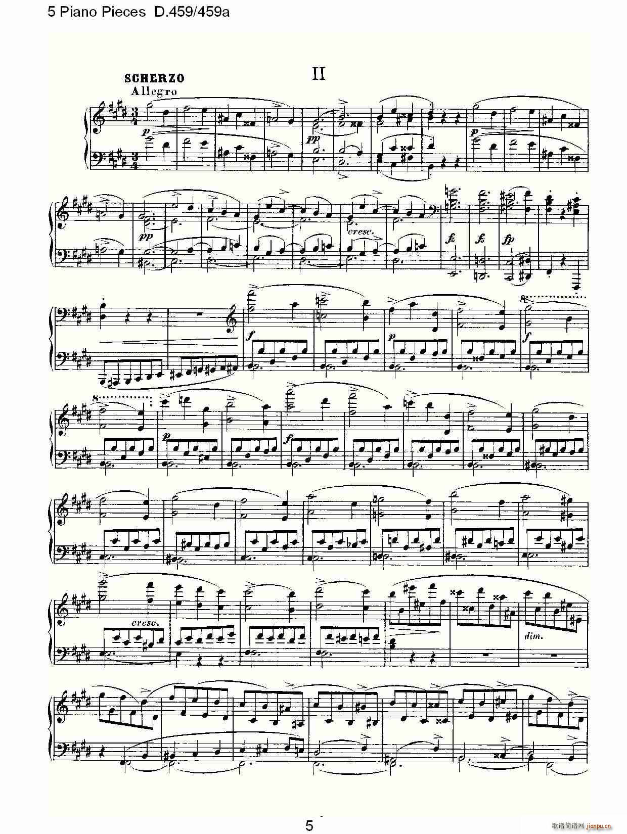 5 Piano Pieces D.459459a(V)5