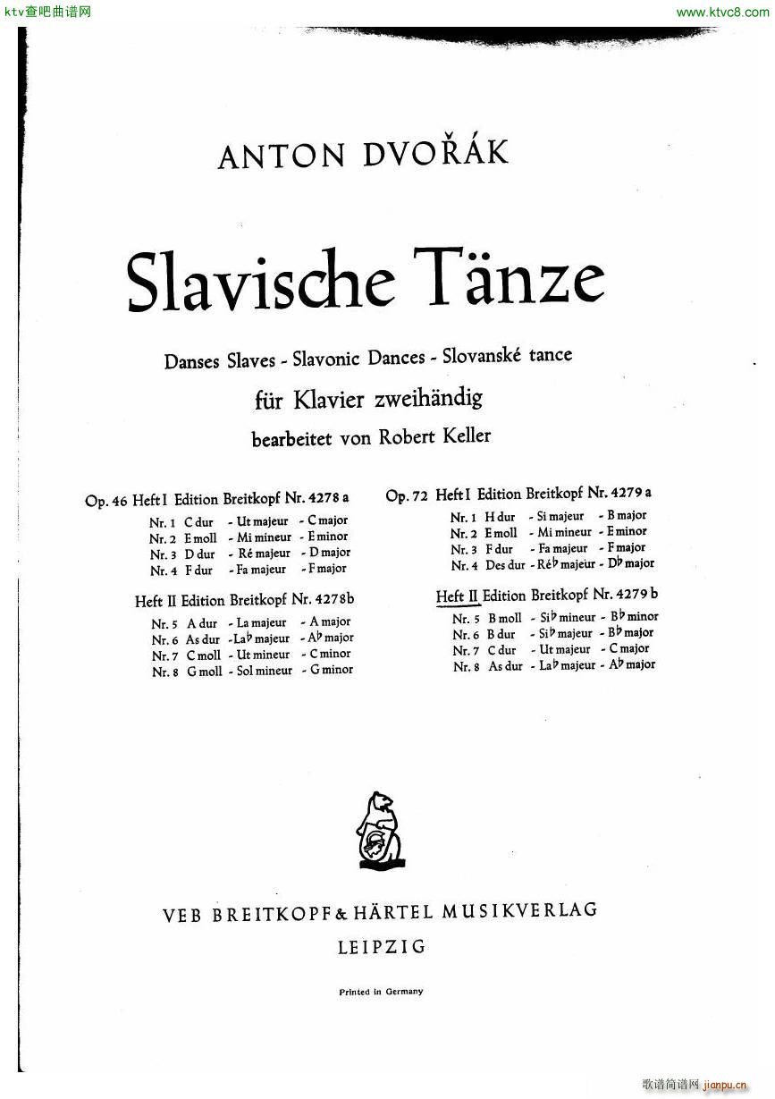 Dvorak Arr Keller Slavonic Dances Op72 Book2(V)1