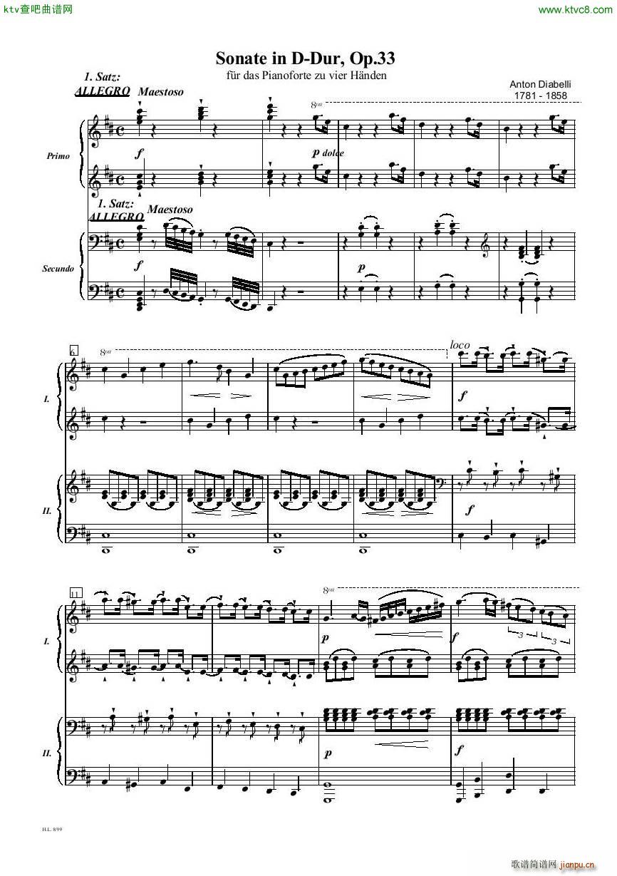 Diabelli Sonata Op33 For Two Pianos(V)1