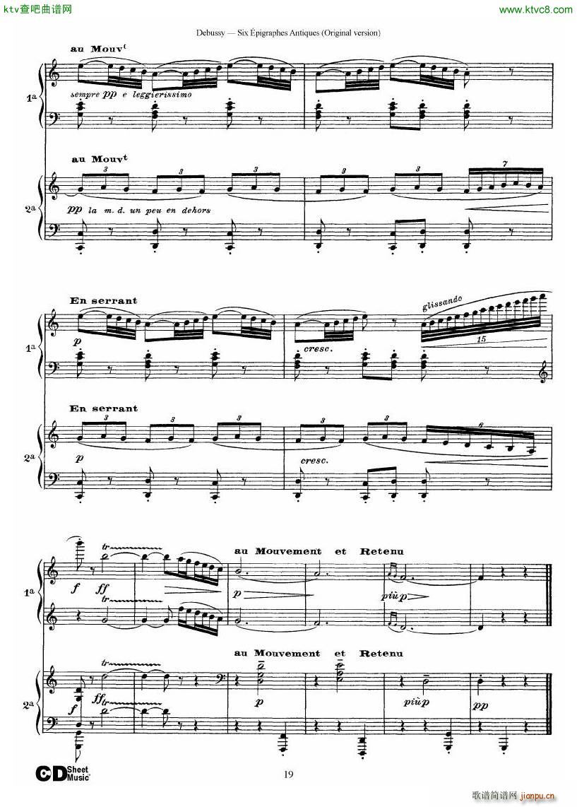 Debussy Six pigraphes Antiques 2 Piano s(V)19